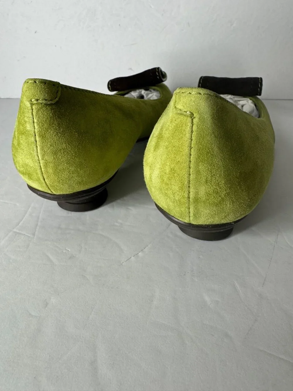 Hogan Tacco 20 Decollete Green Suede Ballerina Pumps Brown Accent EU 37.5 NIB